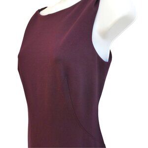 MM LaFleur Dark Burgundy Ponte Dress Princess Sleeveless Back Zipper Slit Stretc